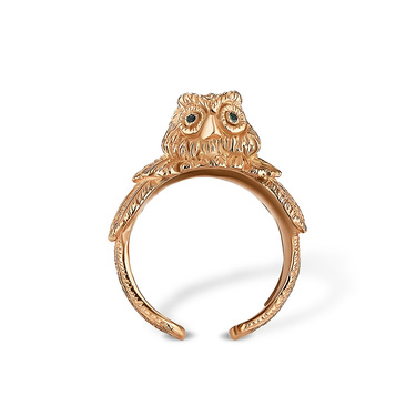 Серебряное кольцо Сова / Разъемное / Регулируемое / Не замкнутое / Безразмерное, позолота