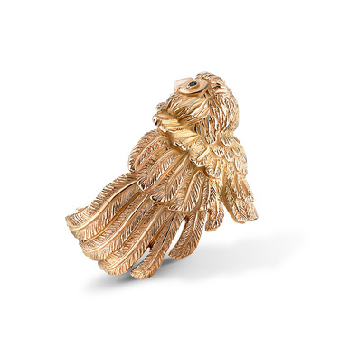 Серебряное кольцо Сова / Разъемное / Регулируемое / Не замкнутое / Безразмерное, позолота