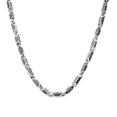 Серебряная мужская литая круглая цепь, оксидирование, ширина 4,2 мм