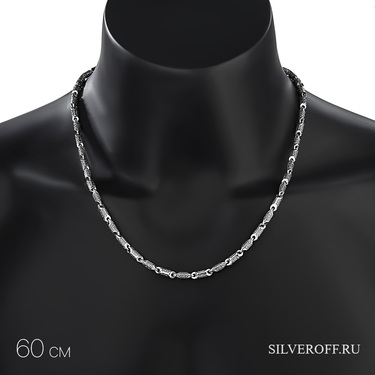 Серебряная мужская литая круглая цепь, оксидирование, ширина 4,2 мм