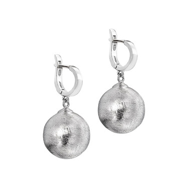 Серебряные серьги с матированными подвесками 