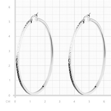 Серебряные серьги Конго с алмазной гранью, диаметр 5,5 см, в родии