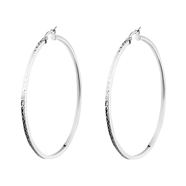 Серебряные серьги Конго с алмазной гранью, диаметр 5,5 см, в родии