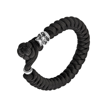 Браслет из паракорда с серебряным черепом, черный, ширина 1,1 см
