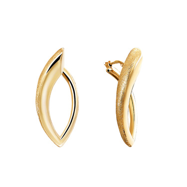 Серебряные объемные серьги с частичным матированием, большие, покрытие позолота