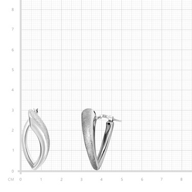 Серебряные длинные объемные серьги Геометрия с матированием, покрытие родием