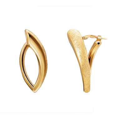 Серебряные объемные серьги с частичным матированием, покрытие позолота