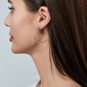 Серебряные классические гладкие серьги Кольца / Конго / Круглые, диаметр 3 см, родирование Серьги,Серебро,с вставкой Без вставок,с замком Кольцо,Конго,РОССИЯ