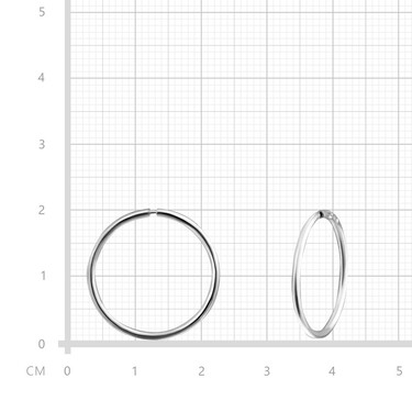 Серебряные классические гладкие серьги Кольца / Конго / Круглые, диаметр 2 см, родирование