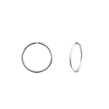 Серебряные классические гладкие серьги Кольца / Конго / Круглые, диаметр 2 см, родирование