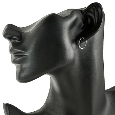 Серебряные классические гладкие серьги Кольца / Конго / Круглые, диаметр 1,5 см, родирование