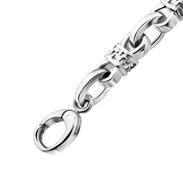 Серебряный литой мужской браслет с орнаментом Перунов цвет, в родии, ширина 1 см