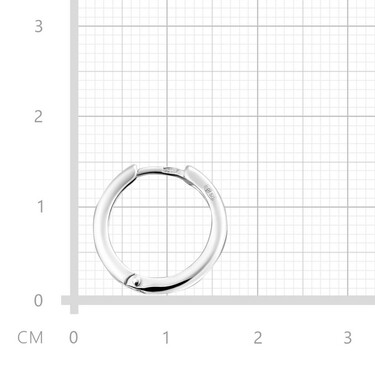 Серебряная моно серьга Кольцо / Конго / Круглые / Хаггис, в родии, диаметр 1,5 см