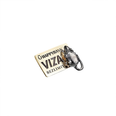 Серебряный талисман в кошелек "VISA с мышонком", в капсуле на магните