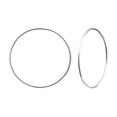 Серебряные классические гладкие серьги Кольца / Конго / Круглые, диаметр 5 см, родирование