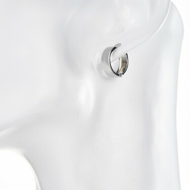 Серебряные серьги Кольца / Конго / Круглые / Хаггисы, широкие, диаметр 1,4 см, в родии