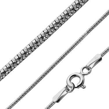 Серебряная женская цепочка, плетение Снейк с алмазной гранью, ширина 1 мм, родирование