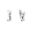 Серьги,Серебро,с вставкой Эмаль Белая,Розовый цвета,с замком Английский,РОССИЯ