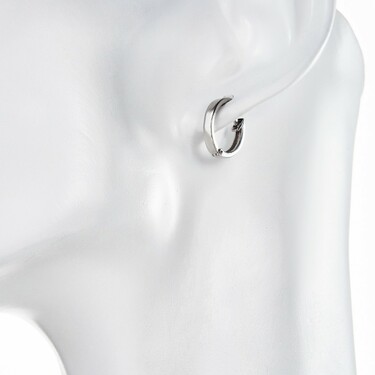 Серебряные серьги Кольца / Конго / Круглые / Хаггисы, диаметр 1,4 см, родирование