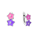 Серьги,Серебро,с вставкой Эмаль Розовый,Фиолетовая цвета,с замком Петля,Французский,РОССИЯ