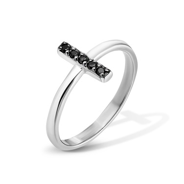 Серебряное фаланговое кольцо с черными фианитами
