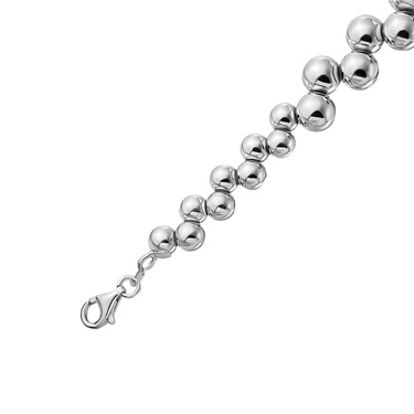 Серебряный женский браслет из шариков, покрытие родием