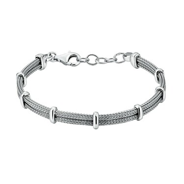 Серебряный женский браслет с перемычками, покрытие родием