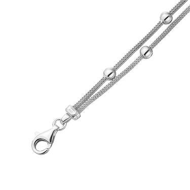 Серебряный женский браслет с шариками, покрытие родием