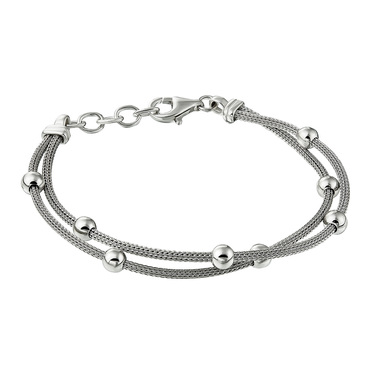 Серебряный женский браслет с шариками, покрытие родием