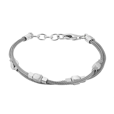 Серебряный женский браслет со вставками 