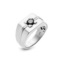Кольцо,Серебро,с вставкой Черная цвета,ИТАЛИЯ