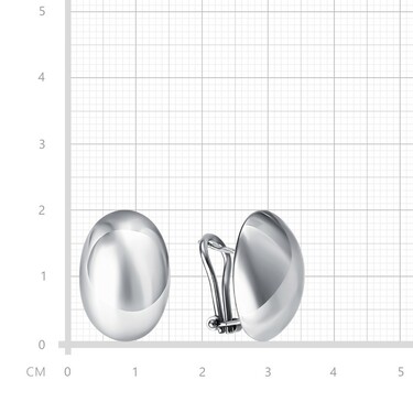 Серебряные овальные серьги, покрытие родием