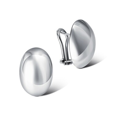 Серебряные овальные серьги, покрытие родием