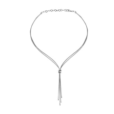 Серебряное женское колье с кисточкой, покрытие родием