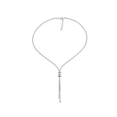 Серебряное женское колье с кисточкой и шариком, вставка циркон, покрытие родием