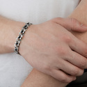 Браслет на руку,Серебро,Камень,с вставкой Фианит Черная цвета,с замком Карабинный,РОССИЯ