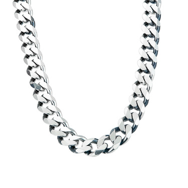 Массивная серебряная мужская цепь, плетение Панцирное, покрытие чернение, ширина 1,3 см