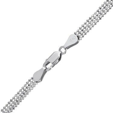 Серебряный женский 4-рядный браслет Перлина, покрытие родием