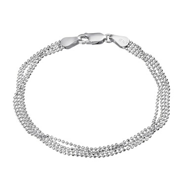Серебряный женский 4-рядный браслет Перлина, покрытие родием