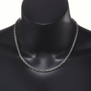 Серебряная цепь, плетение Якорное с гранью, в родии, ширина 5,1 мм