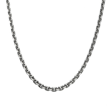 Серебряная цепь, плетение Якорное с гранью, в родии, ширина 5,1 мм