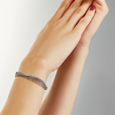 Серебряный женский 10-рядный браслет Перлина, покрытие родием