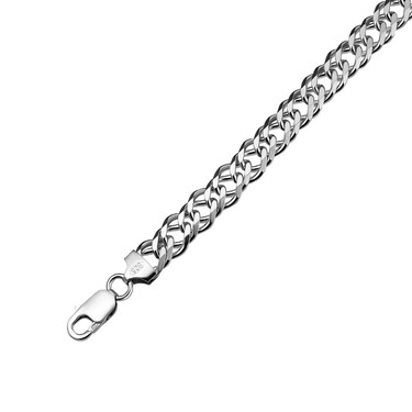 Серебряная мужская цепь, плетение Двойной ромб, ширина 8,5 мм, покрытие родий