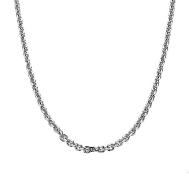 Серебряная цепь, плетение Якорное с гранью, в родии, ширина 4,1 мм