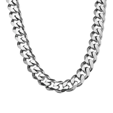 Серебряная мужская цепь, плетение Панцирное, в родии, ширина 1,1 см