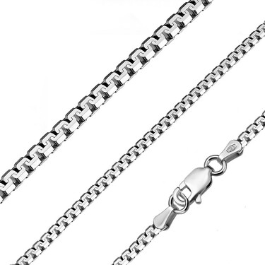 Серебряная цепочка, плетение Сколоченный якорь, ширина 2,1 мм, родирование
