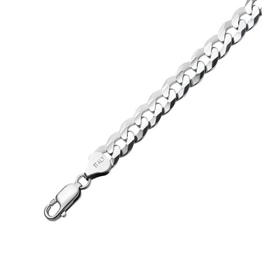 Серебряный мужской браслет, плетение Панцирное, покрытие родием, ширина 7,8 мм