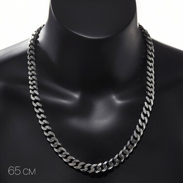 Серебряная мужская цепь, плетение Панцирное, покрытие чернение, ширина 1,1 см