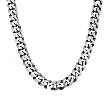 Серебряная мужская цепь, плетение Панцирное, покрытие чернение, ширина 1,1 см