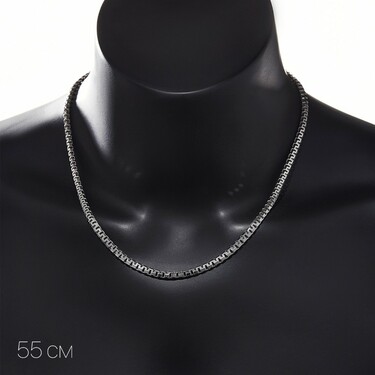 Серебряная мужская цепь, плетение Сколоченный якорь, в родии, ширина 4,5 мм